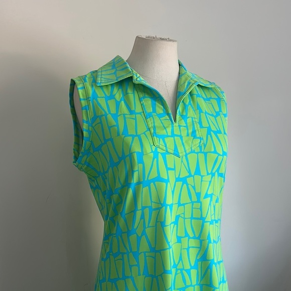 Barbara Gerwit Nylon Graphic Spandex Collar Shirt Dress sz Medium New - Picture 5 of 5